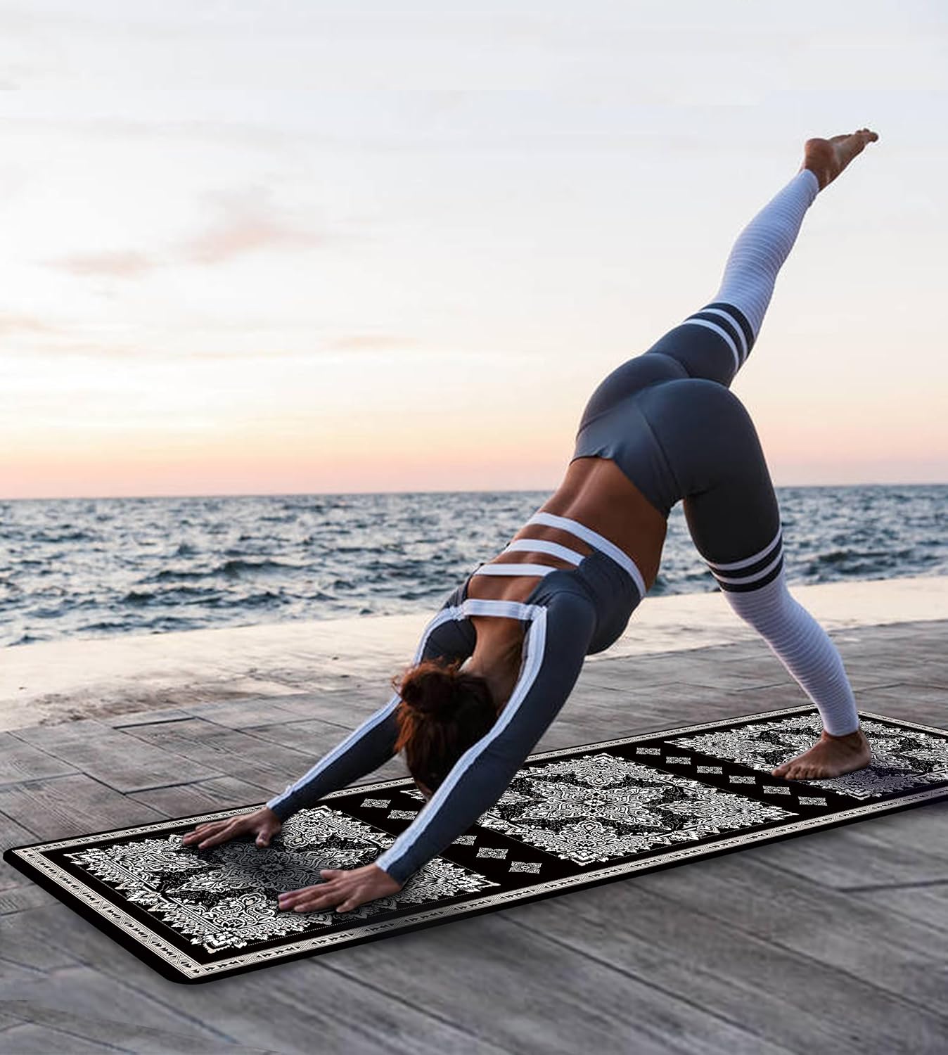 Non Slip Yoga Mat TPE Workout Mat for Men Women, Thick Workout Mat with Carrying Strap, Fitness Mats for Exercise, Yoga, Fitness, Pilates, Floor Workouts (72" x 24" x 6mm)