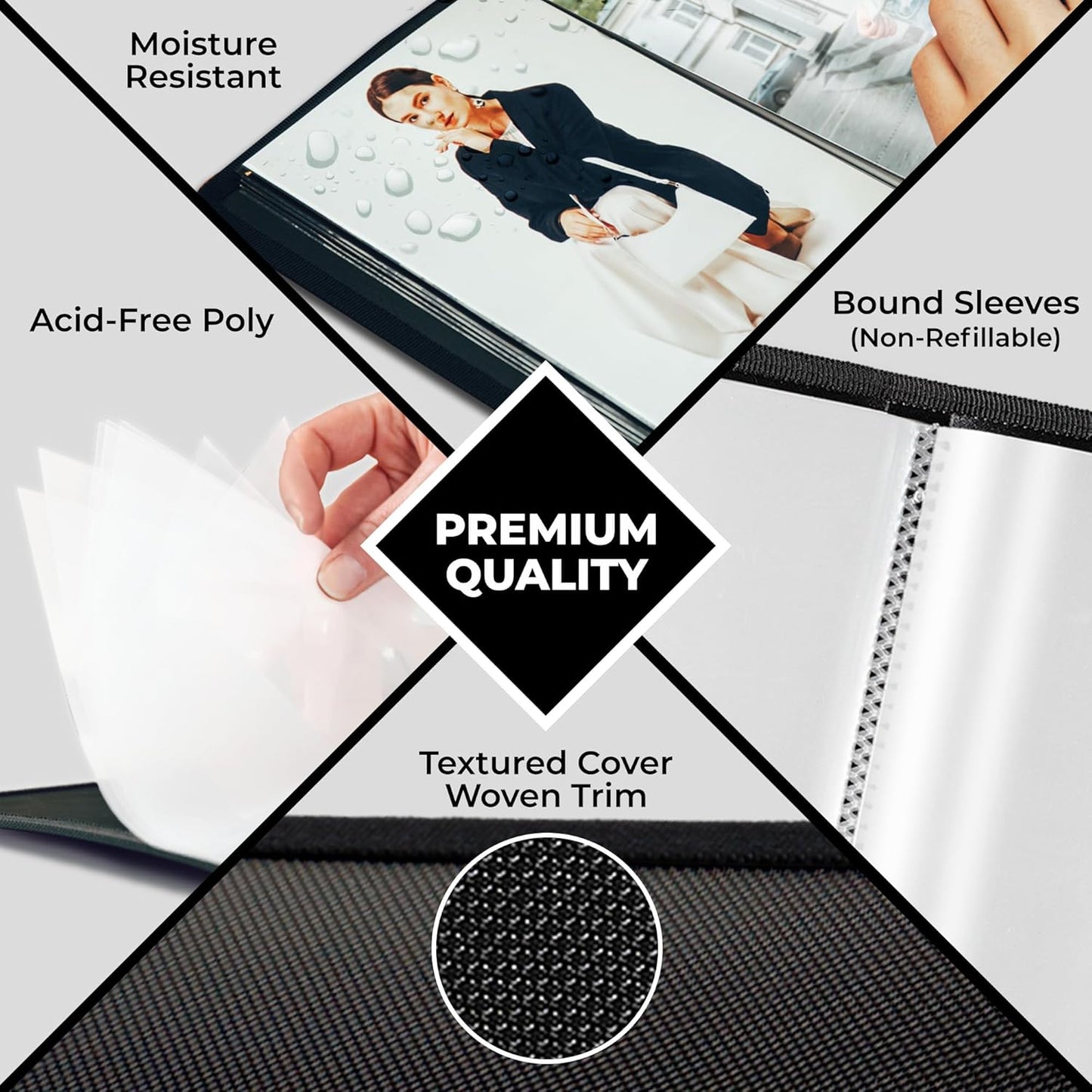 Dunwell Small Photo Album 5x7 (2-Pack, Black), Mounting Paper 5 x 7 Photo & Art Portfolio Presentation Binder, 24 Sleeves Displays 48 Pages, Professional Picture Book for 5x7 Artwork, Postcards