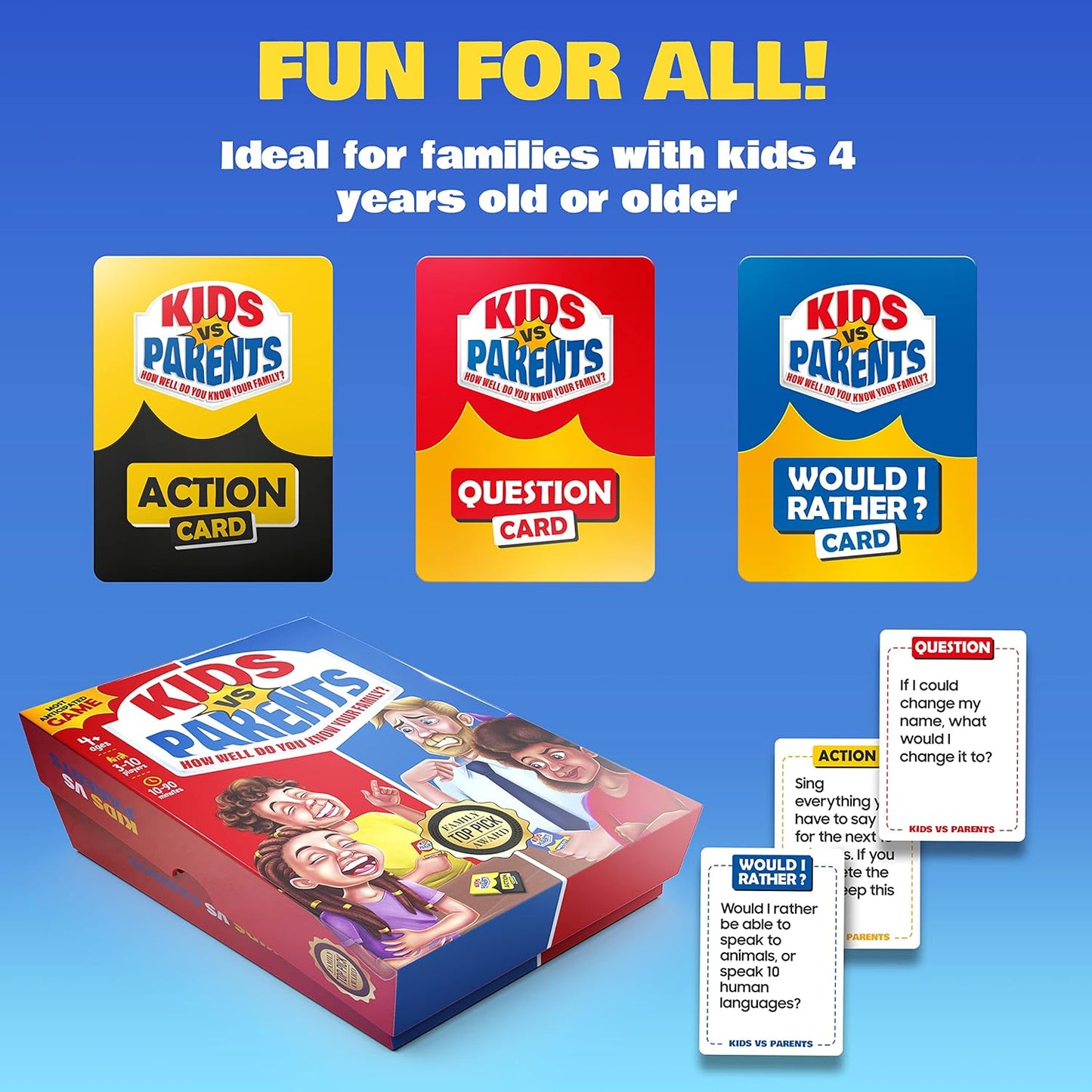 Kids VS Parents – A Hilarious Family Game with Conversation Starters & Fun Challenges – Card Game for Kids, Teens & Adults | Perfect for Game Night, Travel, or Gifts