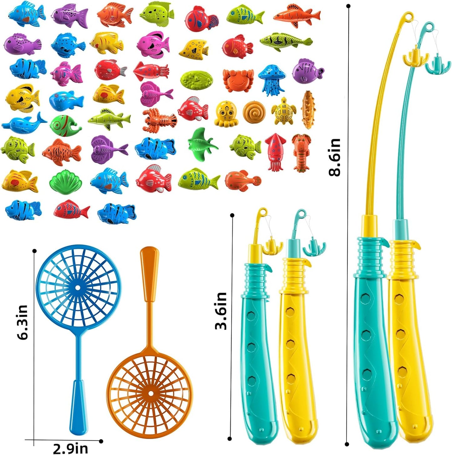 Magnet Fishing Game for Kids 3 4 5 6 7 8 Years Old - Pool Bath Toys for Toddlers, Pole Rod Net, Floating Fish Toys, Outdoor Party Toys for Boys Girls Kids Age 3-8 8-12 Year Old