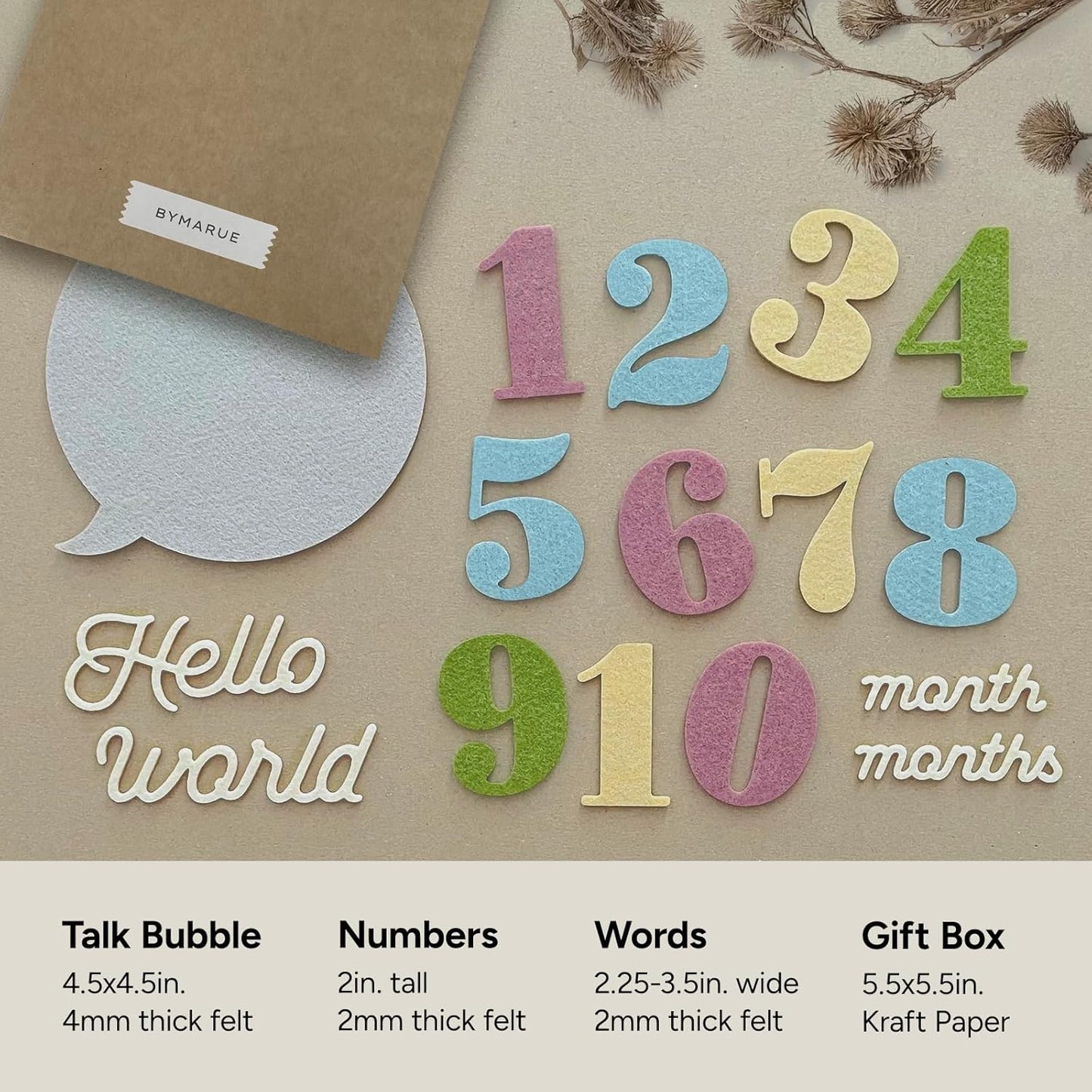 Felt Speech Bubble Baby Monthly Milestone Signs, First Year Baby Photo Prop | Birth Announcement, Growth Tracking, Gender Neutral Baby Shower Newborn Gift, Baby Keepsake (Pastel)