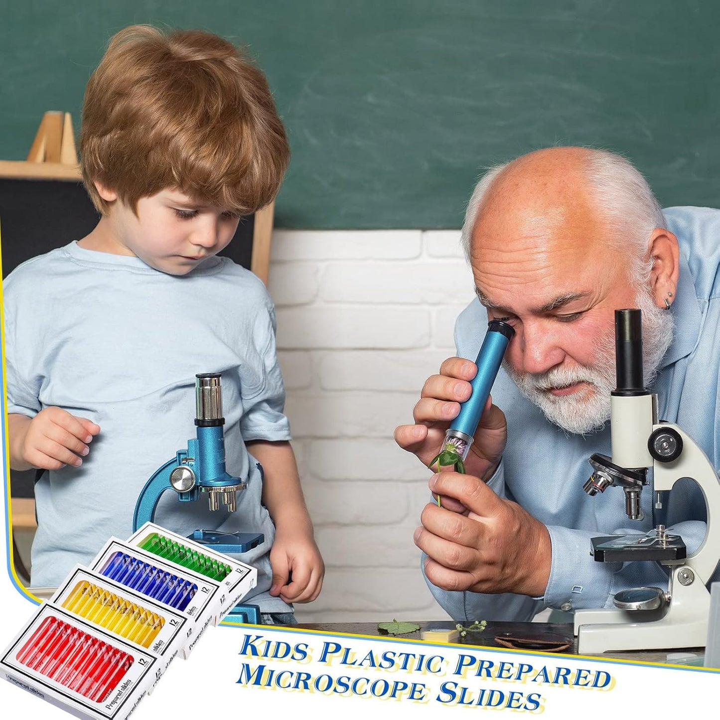 Yexiya 120 Pcs Kids Prepared Microscope Slides with Specimens Animals Insects Plants Flowers Specimens Microbiology Biological Sample for Student School Science Lab Supplies(48 Different Patterns)