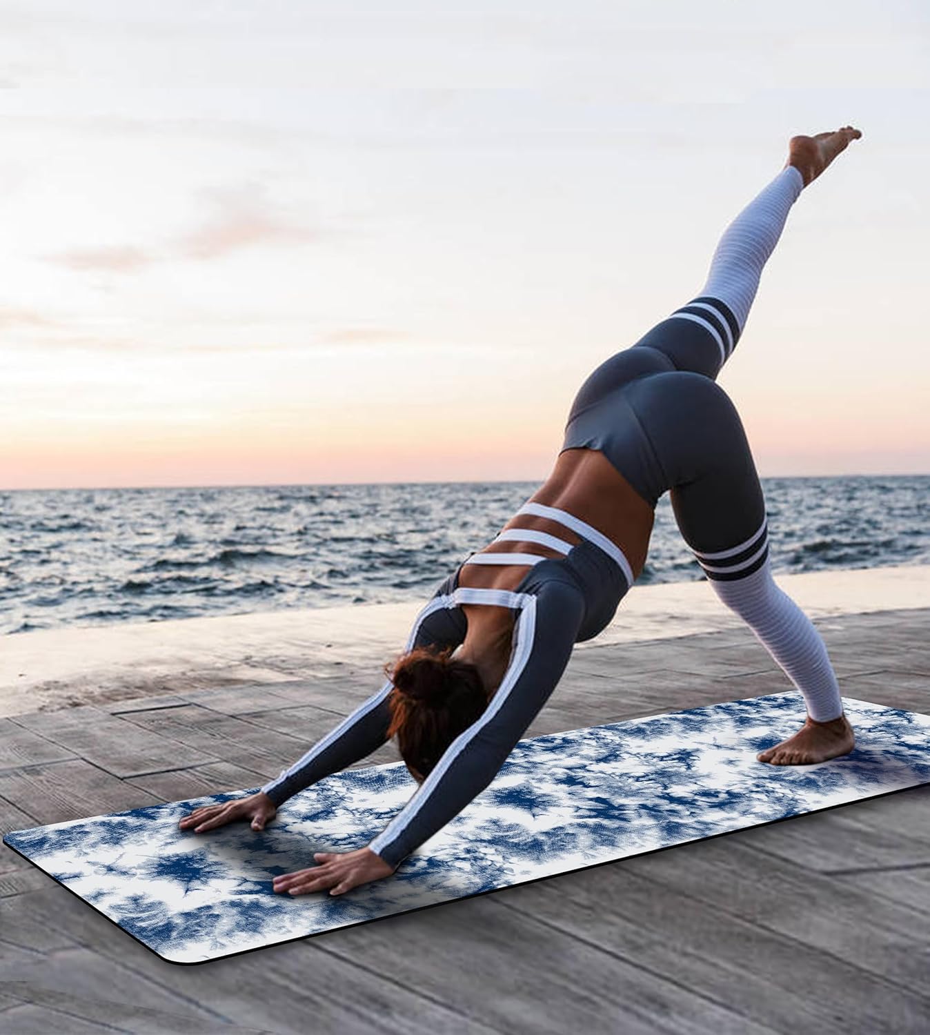 Non Slip Yoga Mat TPE Workout Mat for Men Women, Thick Workout Mat with Carrying Strap, Fitness Mats for Exercise, Yoga, Fitness, Pilates, Floor Workouts (72" x 24" x 6mm)