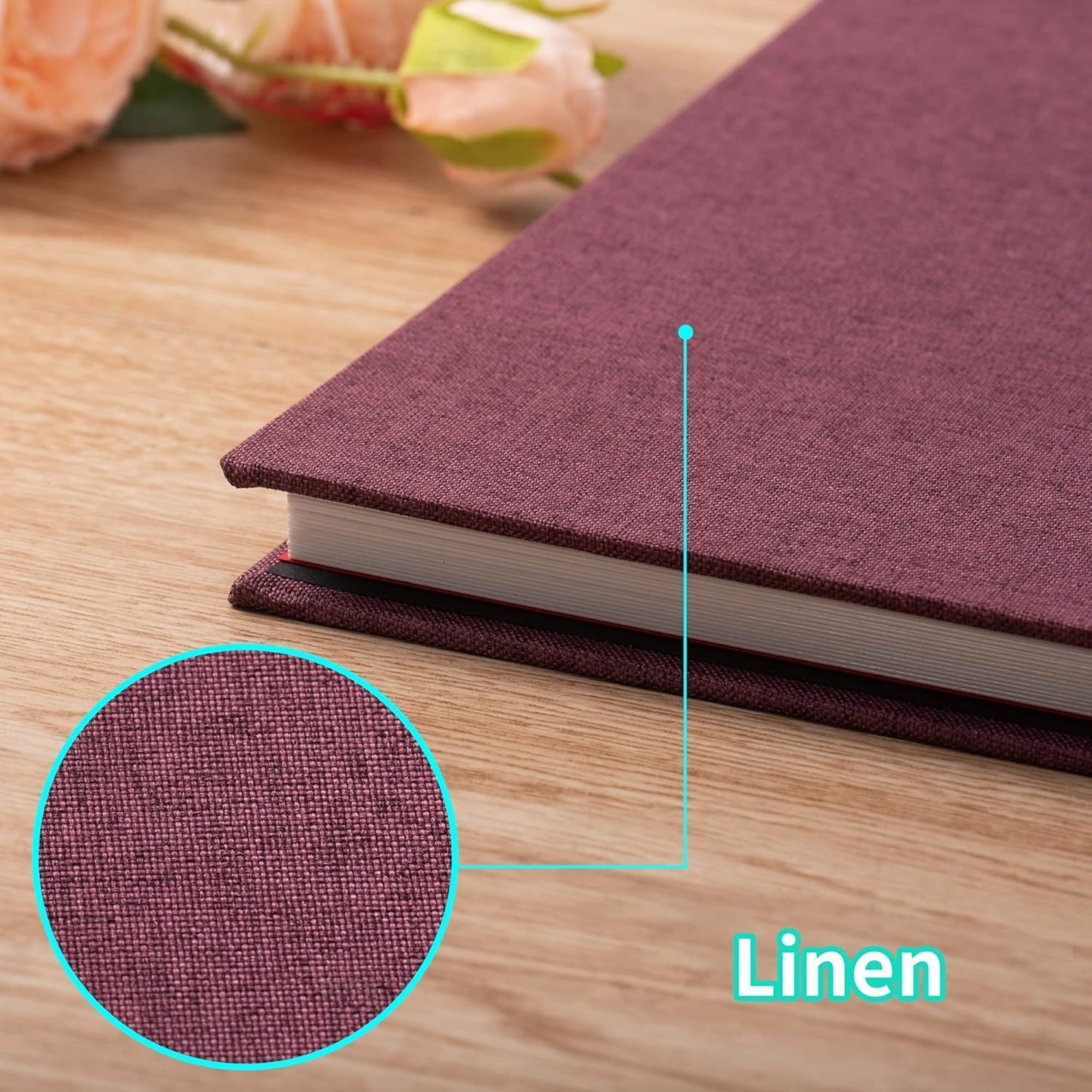 Photo Album Self Adhesive Scrapbook Album for 4×6 Pictures DIY Magnetic Linen Cover Album 30 Blank Pages Great Gift for Family, Wedding, Birthday, Christmas, Anniversary(Purple), 6-15-Purple