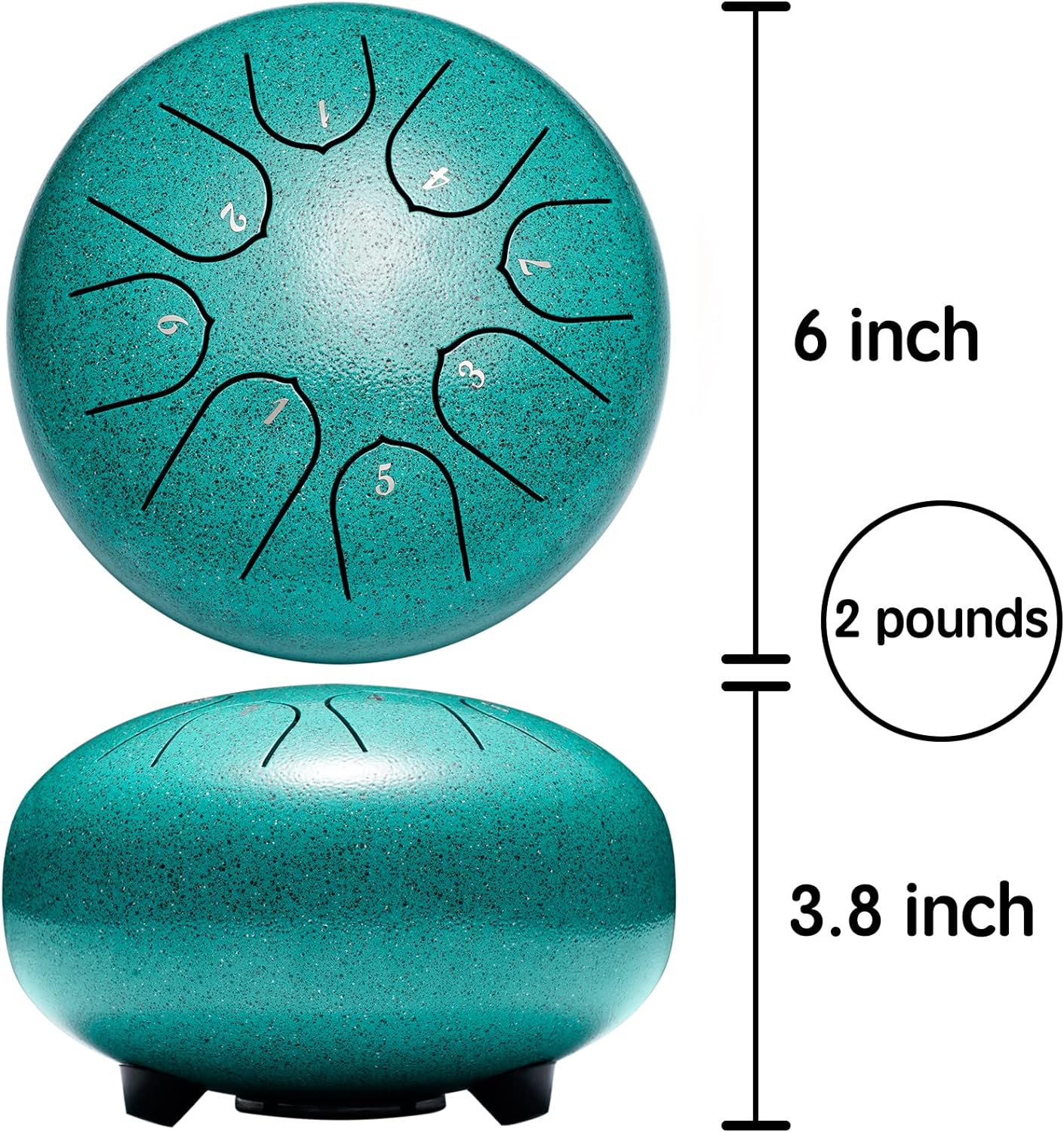 Steel Tongue Drum Percussion, 6 Inch 8 Notes Musical Instruments, Music Gifts for Family Friends (Malachite)