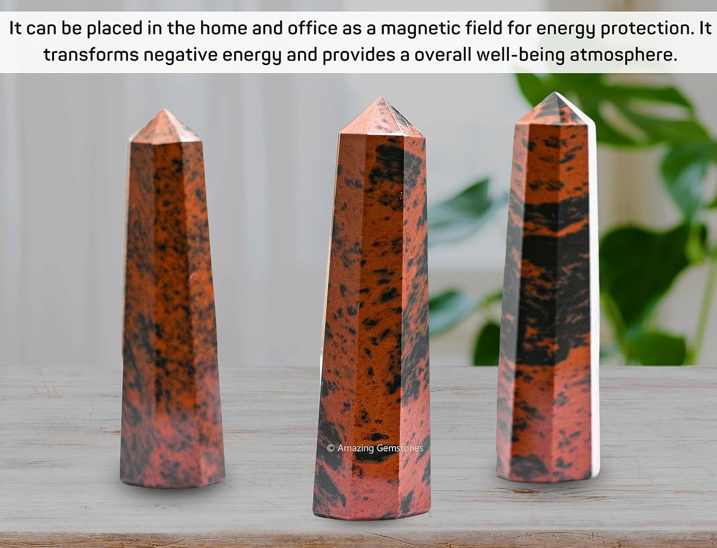 Amazing Gemstone Mahogany Obsidian Crystal Towers ~ Natural Healing Crystal Point Obelisk for Reiki Healing and Crystal Grid (3- Inch)