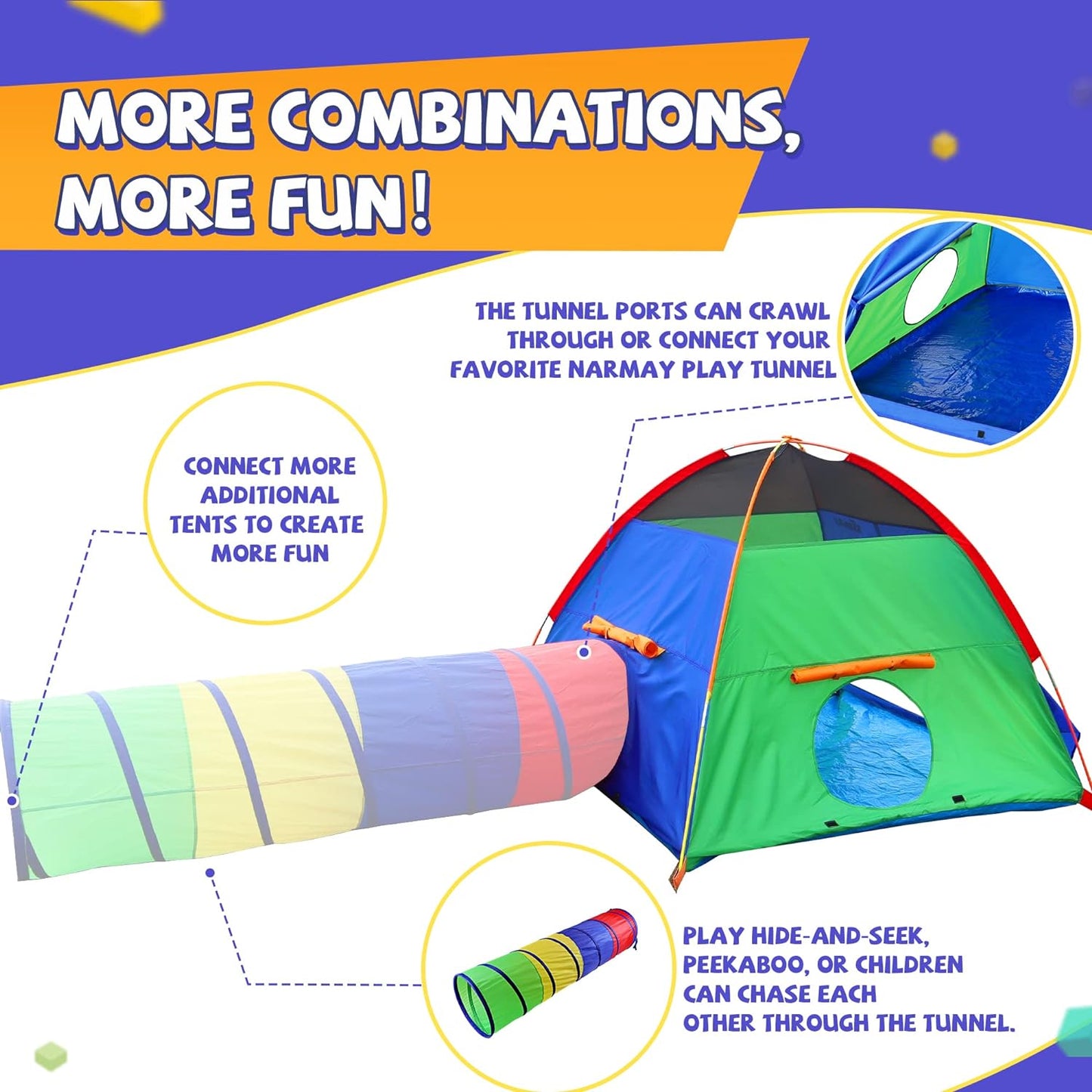 NARMAY® Play Tent Easy Fun Dome Tent for Kids Indoor/Outdoor Fun - 60 x 60 x 44 inch
