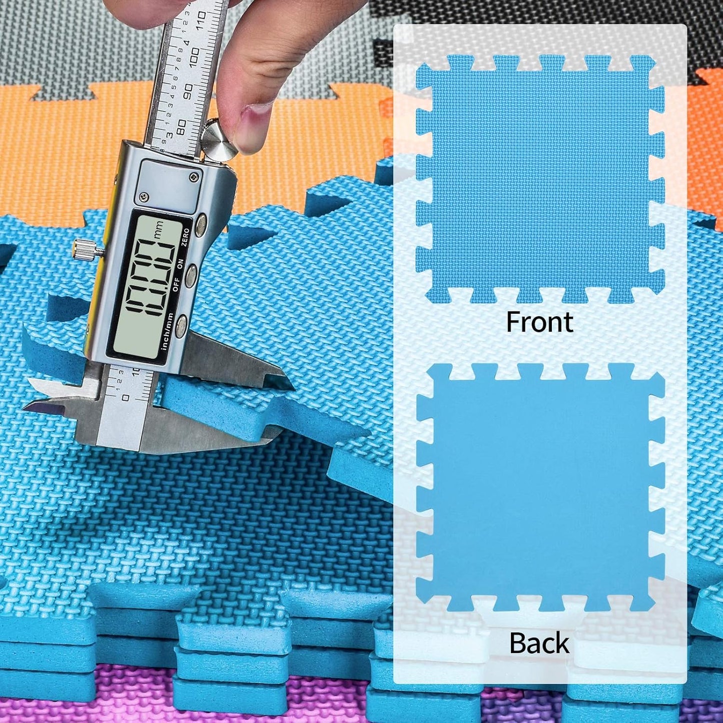 qqpp EVA Rubber 18 Tiles Interlocking Puzzle Foam Floor Mats - Baby Play Mat for Playing | Exercise Mat for Home Workout. White, Gray, Dark Green. QC-ALPb18N