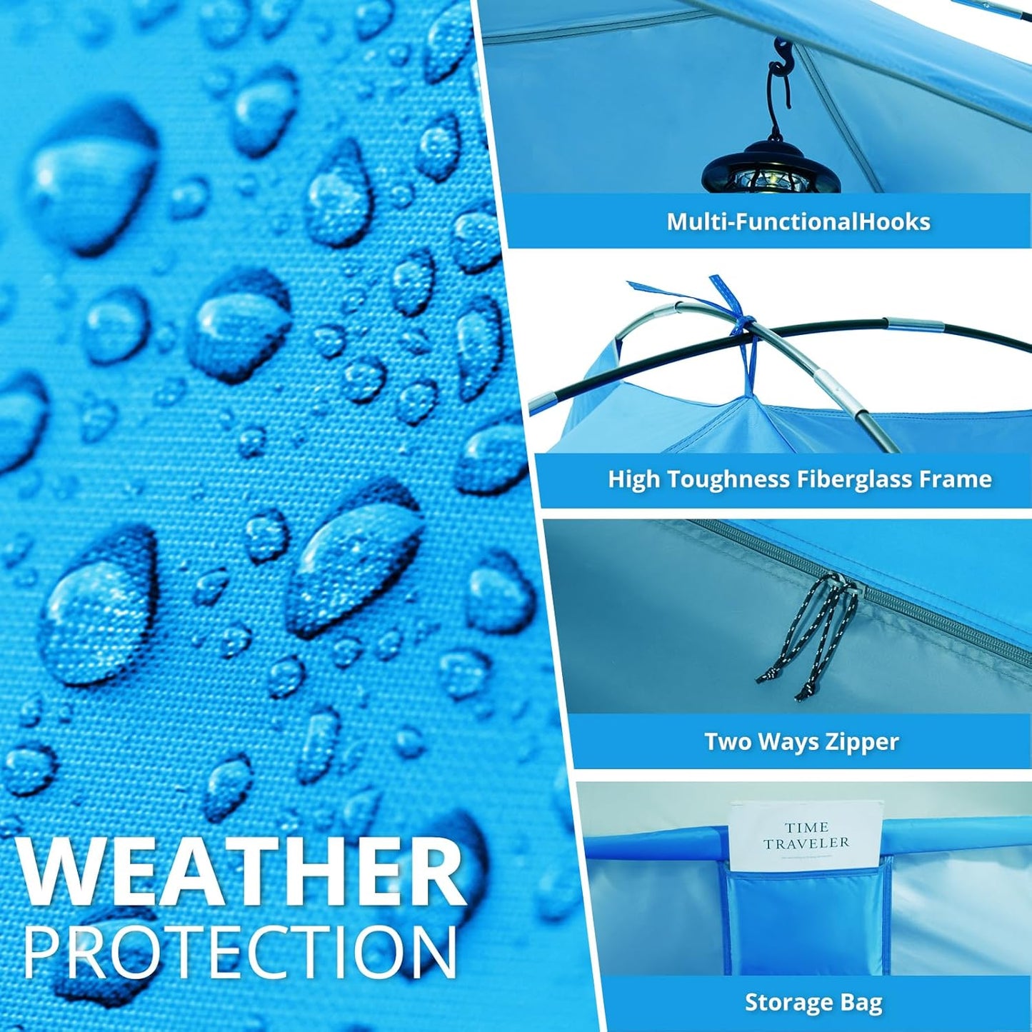 CAMEL CROWN Beach Tent UPF 50+ Sun Shelter for 2/3/5/6 Person, Lightweight Portable Sun Shade with Sand Anchor, Family Beach Day & Outdoor Adventures