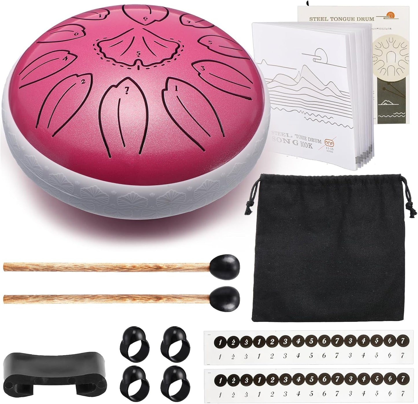 Steel Tongue Drum Percussion, 6 Inch 11 Notes Musical Instruments, Music Gifts for Family Friends (Pink)