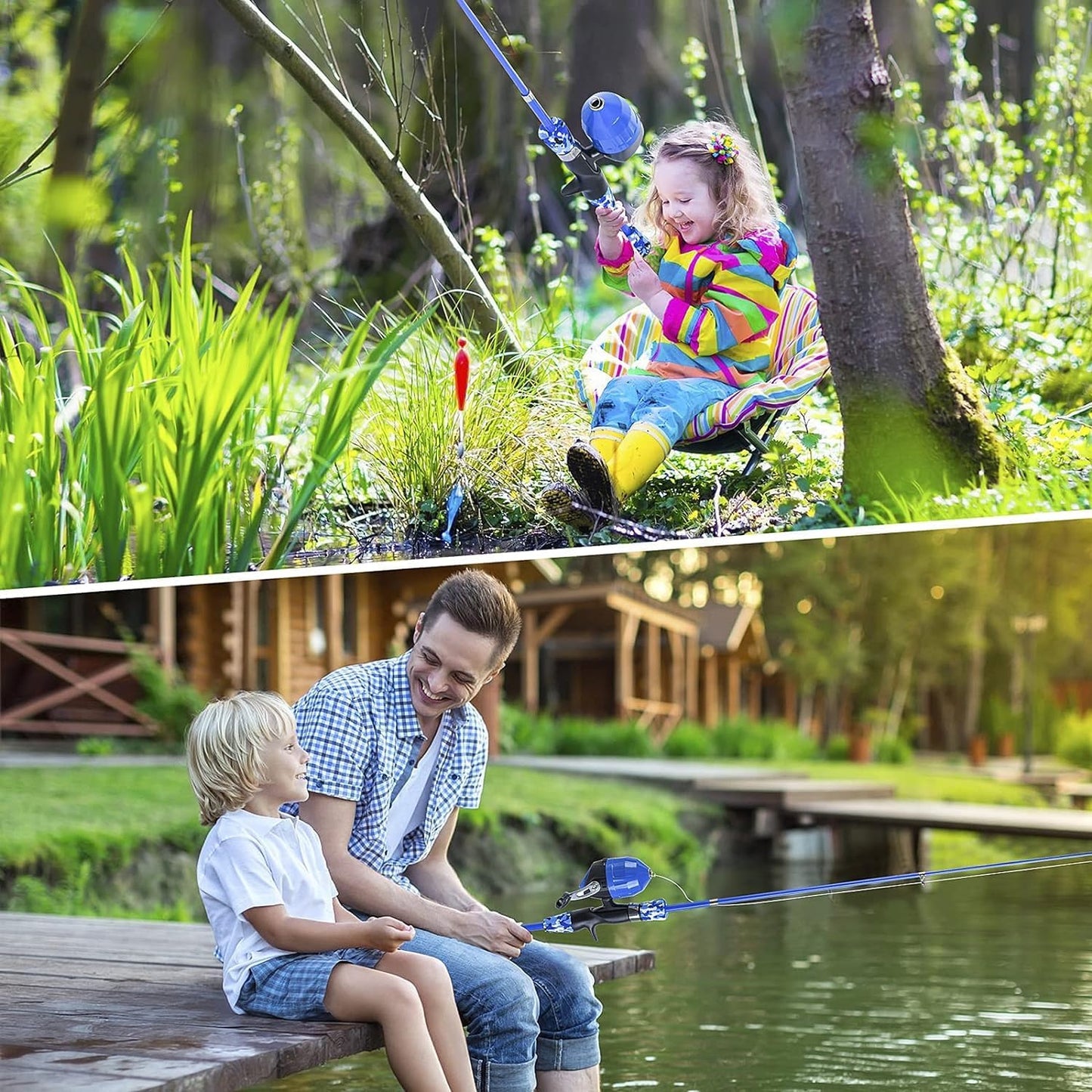 Milerong Kids Fishing Rod, Kids Fishing Pole Portable Telescopic Fishing Rod and Reel Combo Kit for Boys, Girls, Youth - with Spincast Fishing Reel, Fishing Tackles, Fishing Lures, Fishing Lines