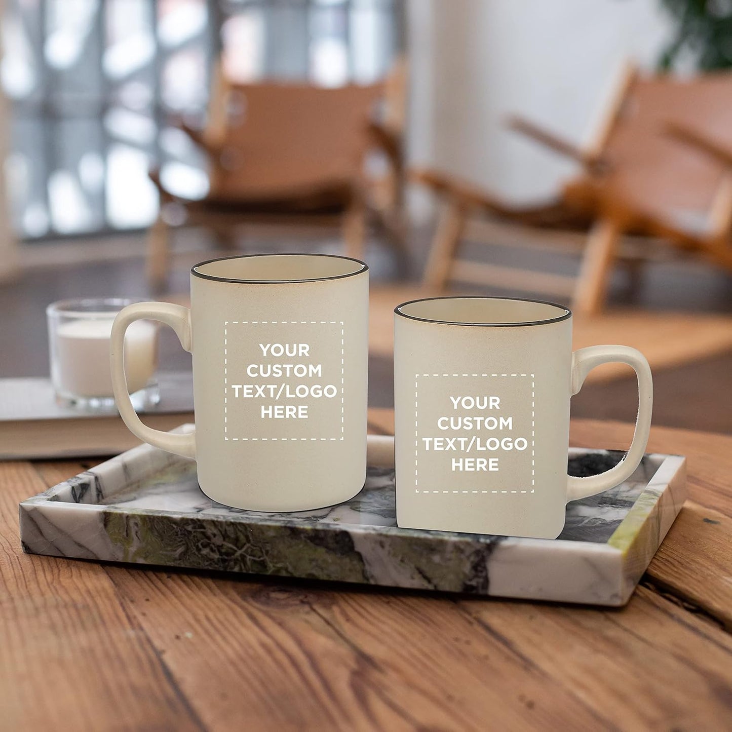 Custom El Grande Matte Ceramic Mugs 20 oz. Set of 36, Personalized Bulk Pack - Perfect for Tea, Espresso, Cappuccino, Hot Cocoa - Beige