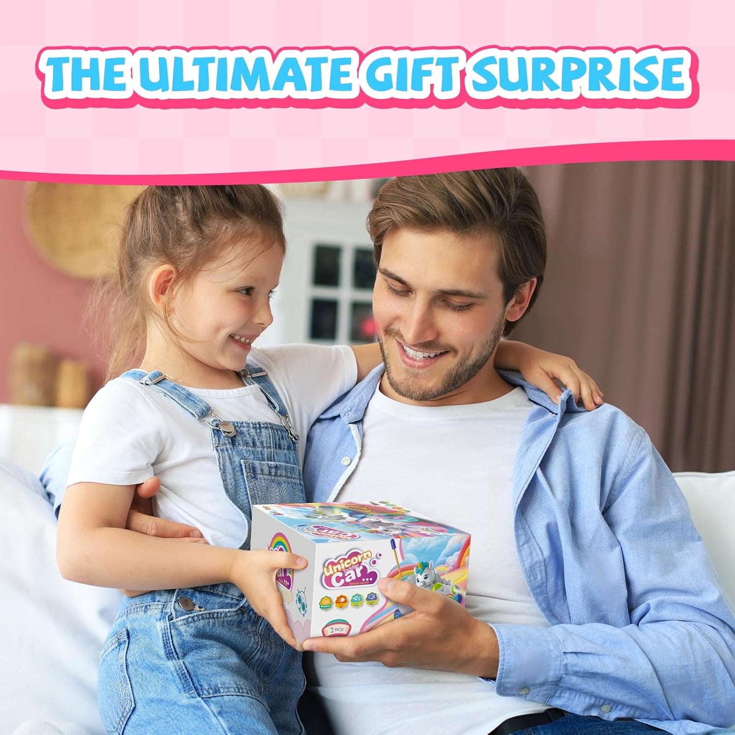 Unicorn Toys for Girls Remote Control Car for Toddlers 1-3 2 Pack RC Cars with LED Lights & Music Toys for Ages 2-4 Birthday Gifts for 4-6 6-8 Year Old (Unicorn)