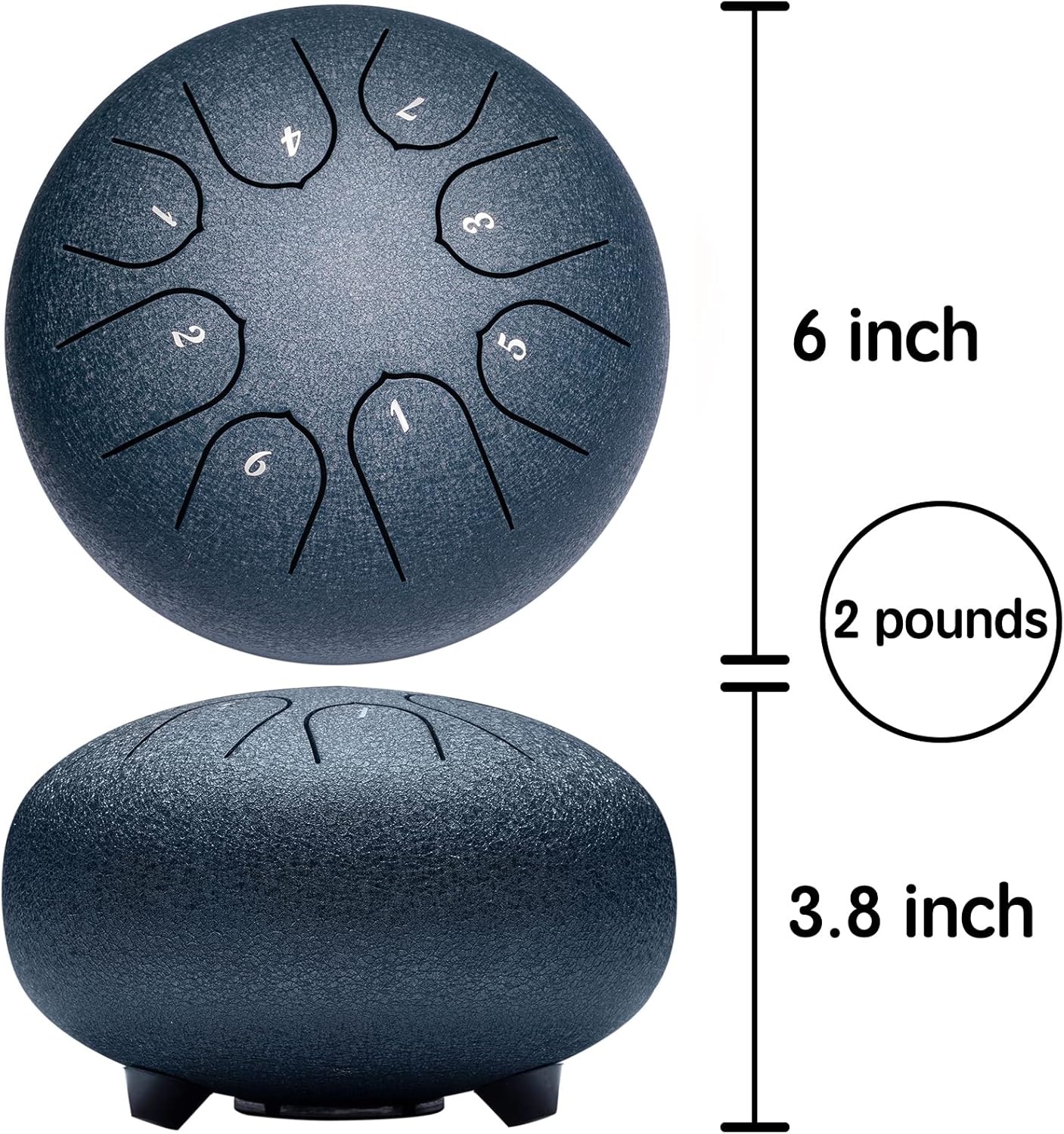 Steel Tongue Drum Percussion, 6 Inch 8 Notes Musical Instruments, Music Gifts for Family Friends (Navy)