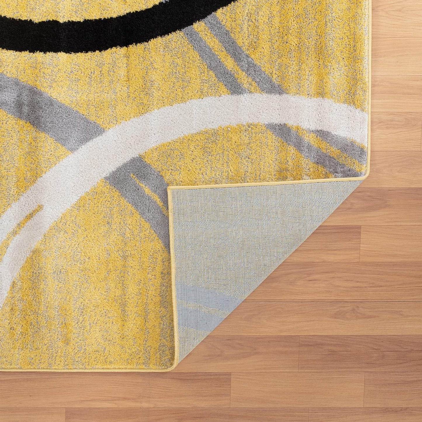 Rugshop Modern Wavy Circles Design Runner Rug 2' x 10' Yellow