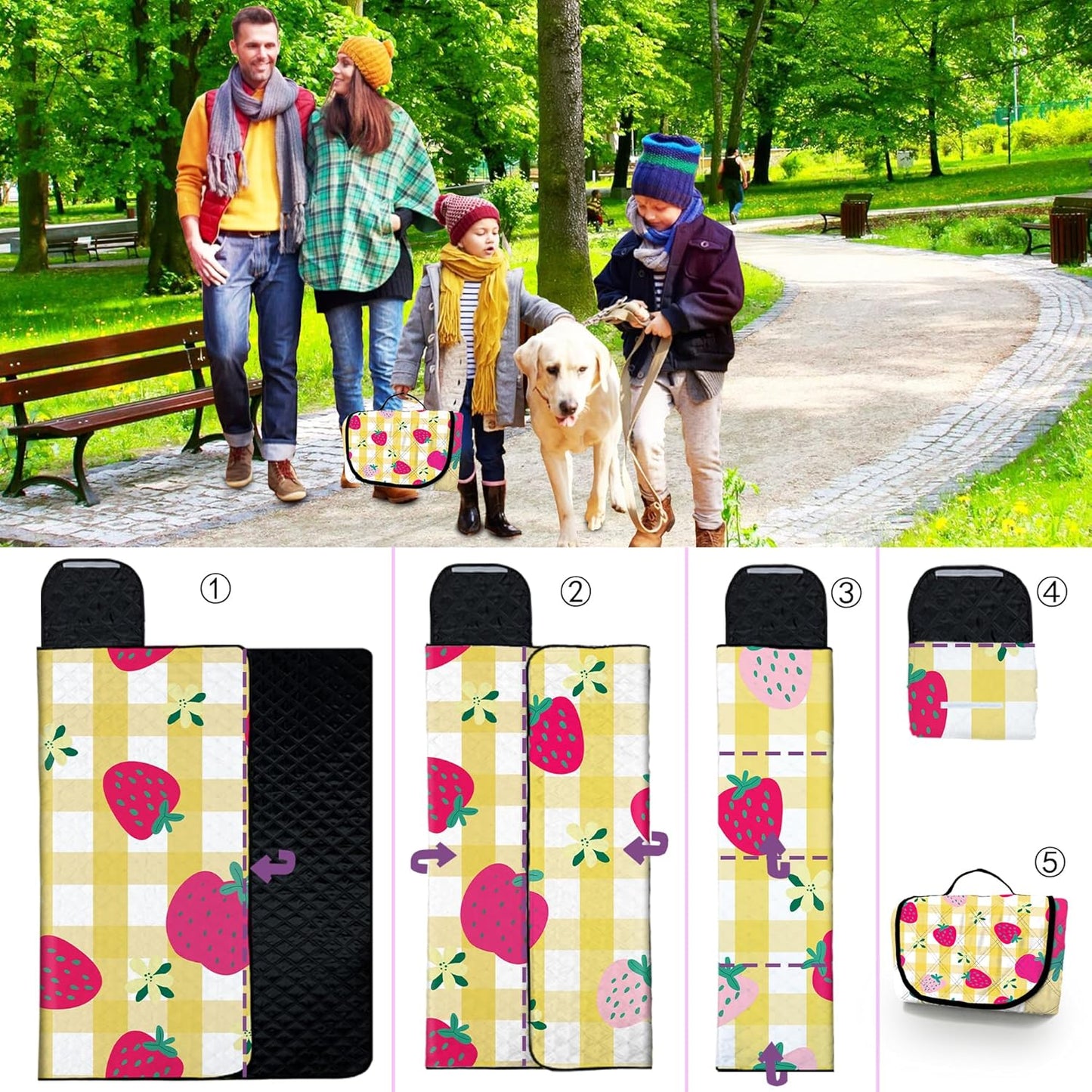 Extra Large Picnic Blanket Waterproof,80"x 80"Foldable Machine Washable Beach Blanket,Outdoor Blanket for 6-8 Adults,Picnic Mat Suitable for Indoor Crawling,Park Beach,Camping,Hiking,Travel(Yellow)