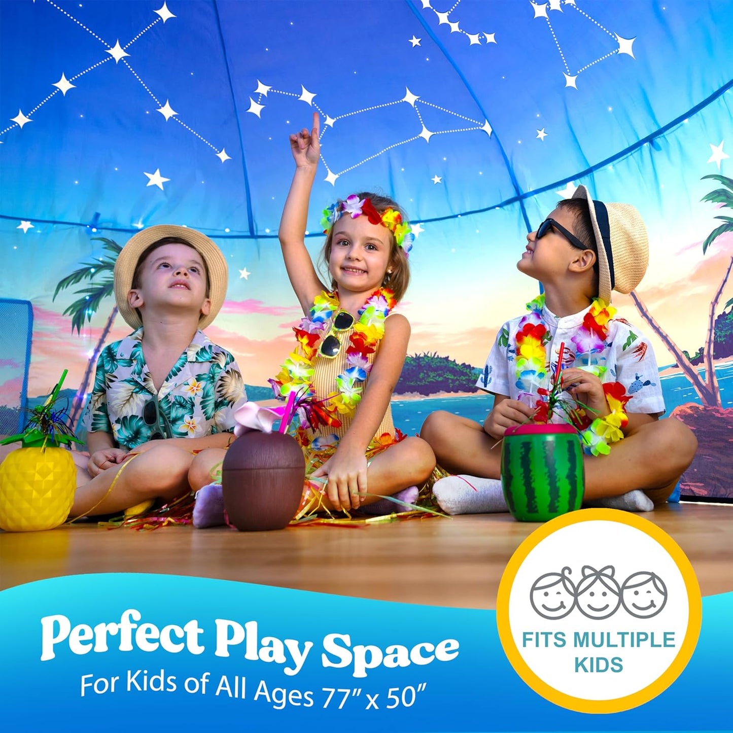 W&O Starlit Oasis with LED Lights & Sound โ Glow-in-The-Dark Constellations for an Enchanting Stargazing Adventure โ for Kids Ages 3-12 (Fan Not Included)