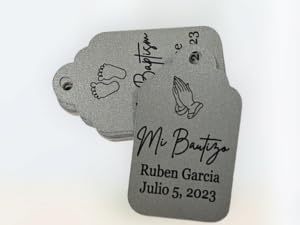 Mi Bautizo Baptism Christening Personalized Thank You Tags 20 pcs - More Colors Available (pink shimmer)