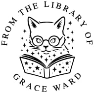 STAMPI Custom Book Embosser or Personalized Book Stamp – from The Library of Design | Swords, Cats, Dragon, Coffee & Floral Options | Gift for Book Lovers & Readers (Cat Set)