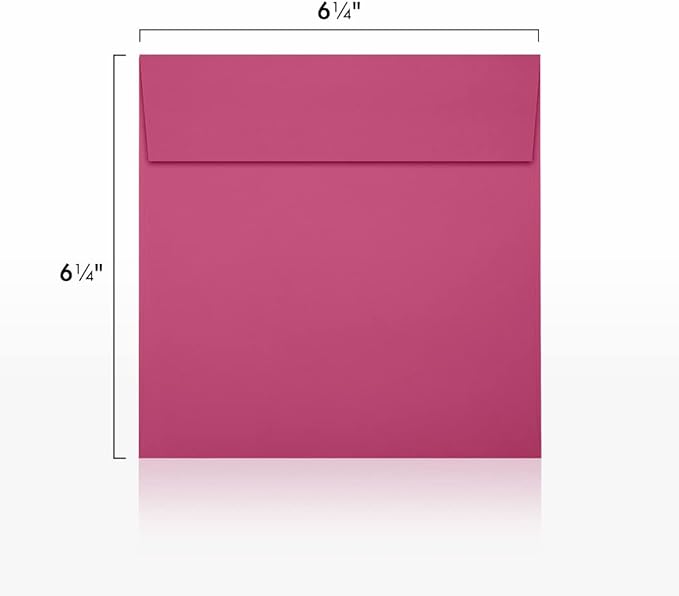 LUXPaper Square Invitation Envelopes | Peel & Press | 6 1/2" x 6 1/2" | Magenta Pink | 80lb. Text | 50 Qty