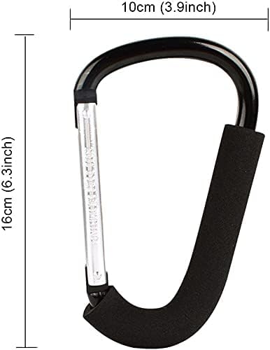 BeiLan Stroller Hooks: 6.3"" D Shape Large Buggy Carabiner Hook - Pram Pushchair Stroller Clip - Shopping Accessories Bag Holder Hook - Stroller Accessories for Mommy(3Packs)