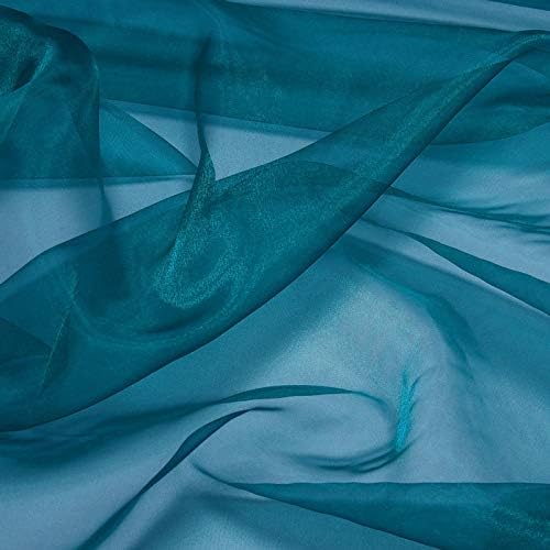 VDS Dark Teal Organza Fabric, 45 Yards Continuous, 45” Wide, Wedding Party Decoration Iridescent Crystal Sheer Shiny Organza Tulle Bridal Dress DIY Crafts Costume Sewing Backdrop Arch Cloth