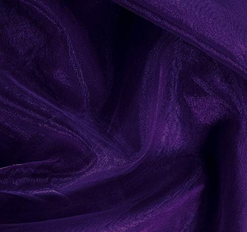 VDS Purple Organza Fabric, 5 Yards Continuous, 45” Wide, Wedding Party Decoration Iridescent Crystal Sheer Shiny Organza Tulle Bridal Dress DIY Crafts Costume Sewing Backdrop Arch Cloth