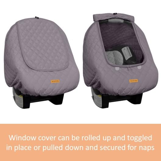 liuliuby Baby Car Seat Weather Shield | Warm Quilted Winter Cover with Clear Window for Infant Carseat | Keeps Babies & Newborn Protected in Cold | Car Seat Cover for Boys & Girls (Gray)
