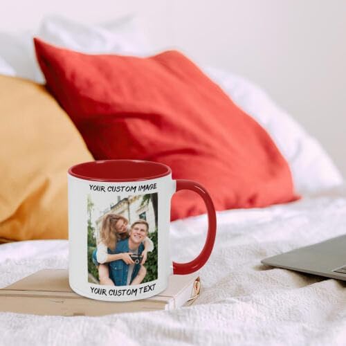 Personalized Coffee Cup with Photo, Logo or Text - Custom Both Sides Printed Mug for Him & Her - Unique Customized Gifts with Names - White/Black