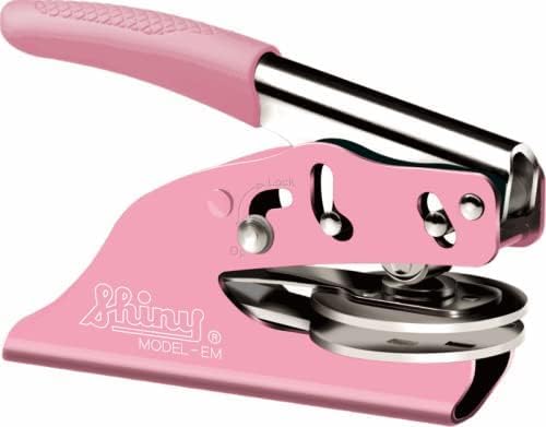 Custom Address Embosser - Personalize with Initials & Text - Hand-Held Embossing Stamp - Monogram, Seal Embosser Best for Books, Envelopes, Napkins - Pink Handle - 1.625 inch