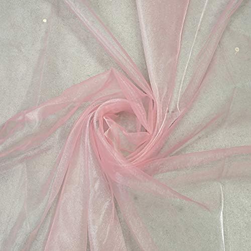 VDS Blush Pink Organza Fabric, 45 Yards Continuous, 45” Wide, Wedding Party Decoration Iridescent Crystal Sheer Shiny Organza Tulle Bridal Dress DIY Crafts Costume Sewing Backdrop Arch Cloth