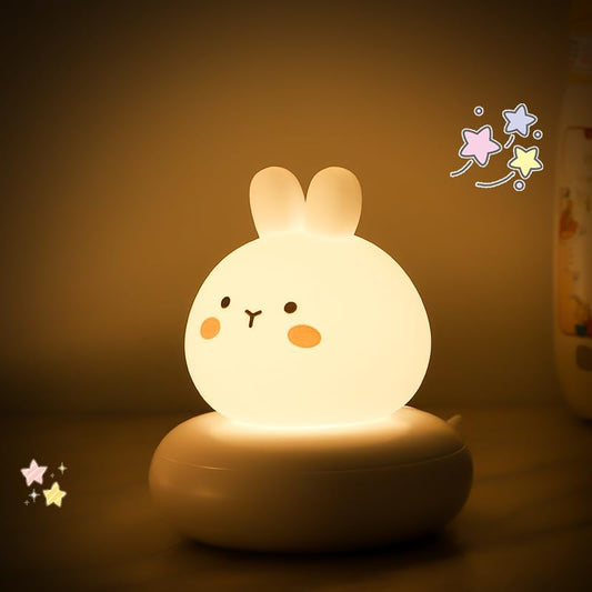 Kids lamp, Bunny Night Light, Toddler Night Light, Rechargeable & Dimmable with 30 mins Timer Function, Safe Silicone Material for Kids to Play with,【9 Colors】