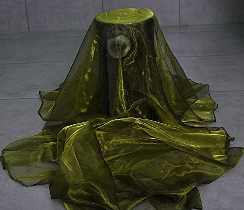 VDS Olive Green Organza Fabric, 50 Yards Continuous, 45” Wide, Wedding Party Decoration Iridescent Crystal Sheer Shiny Organza Tulle Bridal Dress DIY Crafts Costume Sewing Backdrop Arch Cloth