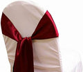 MDS Pack of 150 PCS Satin Chair Sashes Charmeuse Sateen Dining Chair Bows Ribbon Ties Back Sash for Wedding Party Birthday Home Hotel Restaurant Banquet Decoration (7 x 108 Inch, Maroon)