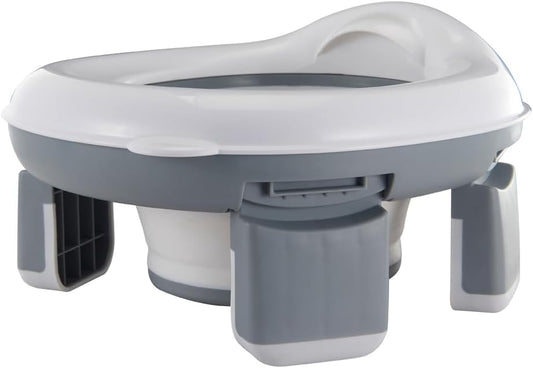 Kids Travel Potty | Foldable Car Potty | Potty Training Toilet w/Travel Bag & Potty Liners for Indoor and Outdoor (Gray)