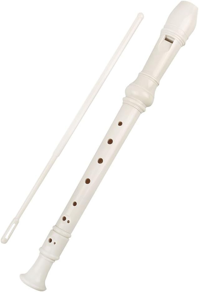 Mr.Power Soprano Recorder ABS Plastic Recorders German Style C Key with Cleaning Rod, Thumb Rest, Fingering Chart, Case Bag (White)