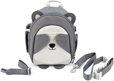 Lulyboo Toddler Backpack Leash - Baby Walking Harness & Anti-Lost Wrist Tether - Kids Backpack 5 Storage Pockets and 2 Adjustable Child Leashes for Kids 1, 2,3,4,5,6,7 Years Old - Ultra-Soft - Panda