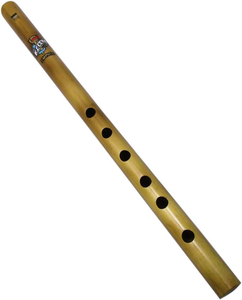 Zaza Percussion- 6 Finger holes - Polished Bamboo Flute state (D - 14'' Indian Flute)