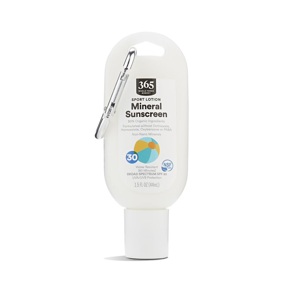 365 by Whole Foods Market, Sport Lotion Mineral Sunscreen, SPF 30, Water Resistant (80 Minutes), 1.5 Fl Oz