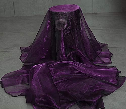 VDS Dark PurpleOrganza Fabric, 40 Yards Continuous, 45” Wide, Wedding Party Decoration Iridescent Crystal Sheer Shiny Organza Tulle Bridal Dress DIY Crafts Costume Sewing Backdrop Arch Cloth
