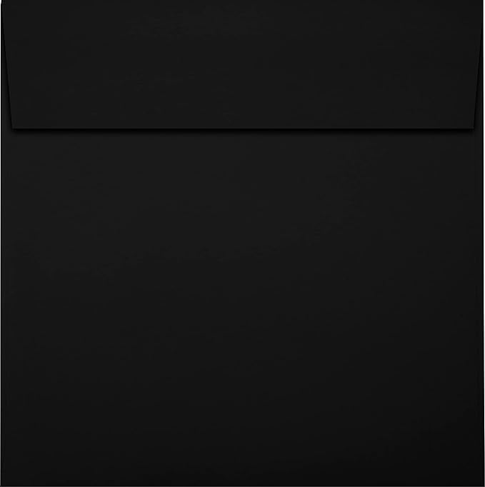 LUXPaper Square Invitation Envelopes | Peel & Press | 6 1/2" x 6 1/2" | Midnight Black | 80lb. Text | 50 Qty