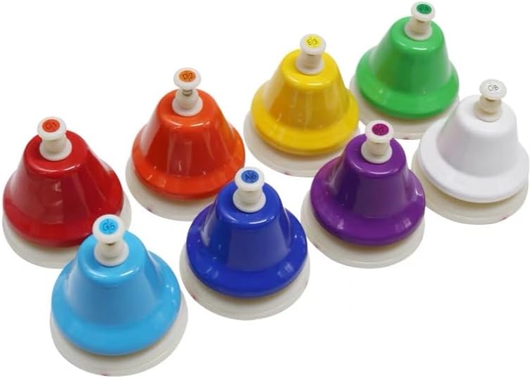 Eastrock Desk Bells, Hand Bells Set 8 Note Diatonic Musical Bells for Toddlers Children Kids Adults, Used for Festival, Musical Teaching, Church Chorus, Wedding, Family Party