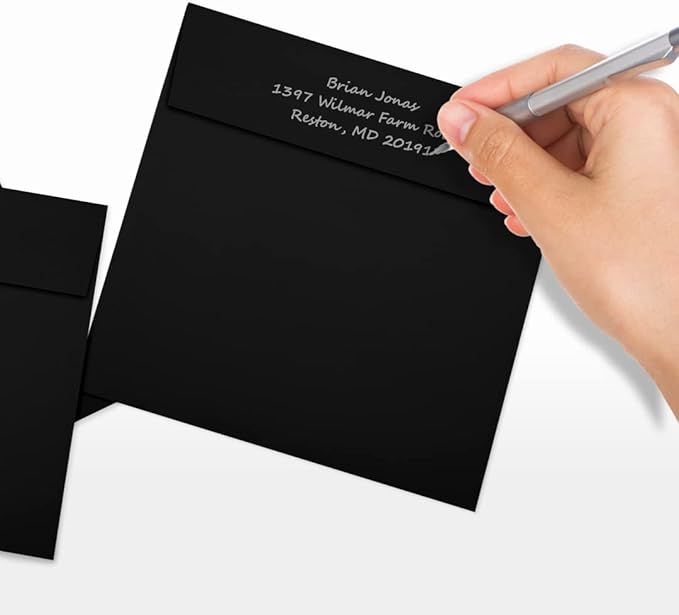 LUXPaper Square Invitation Envelopes | Peel & Press | 6 1/2" x 6 1/2" | Midnight Black | 80lb. Text | 50 Qty