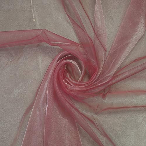 VDS Dusty Pink Organza Fabric, 50 Yards Continuous, 45” Wide, Wedding Party Decoration Iridescent Crystal Sheer Shiny Organza Tulle Bridal Dress DIY Crafts Costume Sewing Backdrop Arch Cloth