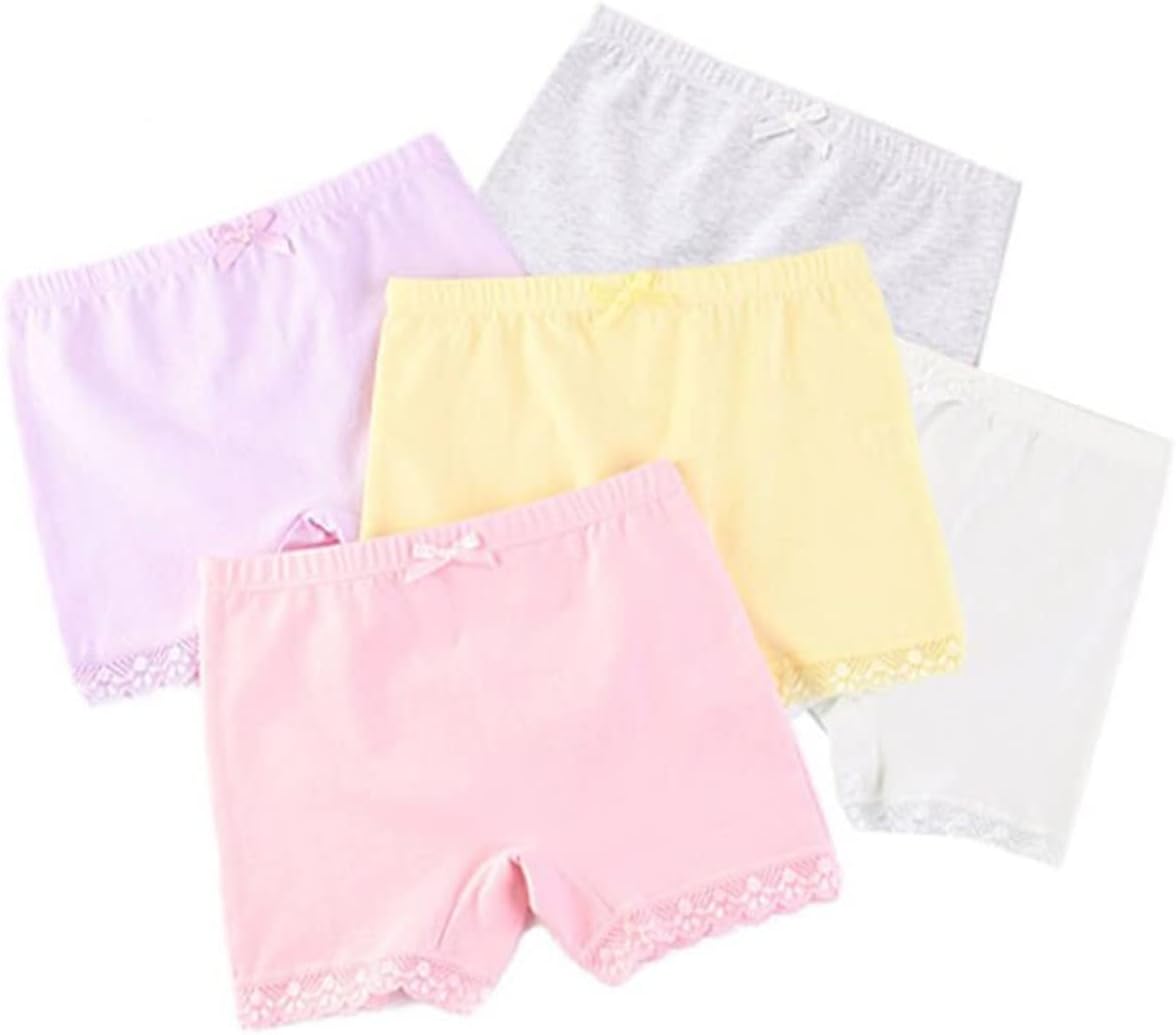 5 Pcs Little Girls Toddler Kids Boy-Leg Shorts Lace Trim Underwear Boxers Briefs Panties