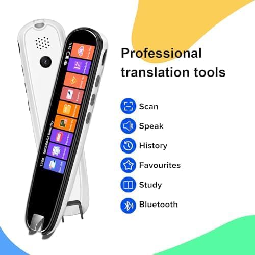 Reading Pen Translator Scanner 142 Languges Voice Photo Translate Device, Real Time Offline Scan Translation Reader, 3.69 inches Screen HD Sound Long Battery Life for Students Adults (White)
