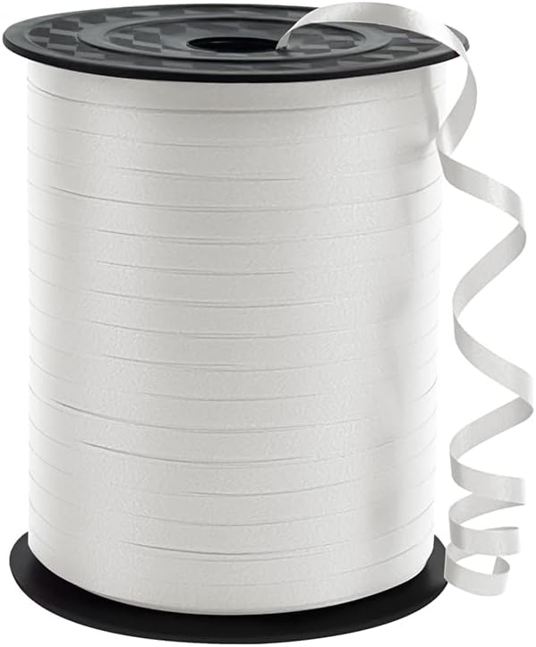KMER LIFE Premium White Curling Ribbon, 1/5" Wide x 500 Yards Christmas Curling Ribbons for Gift Wrapping, Party Decoration, Balloon String, Ribbons for Florist Flower (1 Roll)