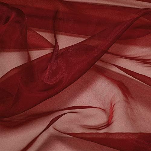 VDS Maroon Organza Fabric, 45 Yards Continuous, 45” Wide, Wedding Party Decoration Iridescent Crystal Sheer Shiny Organza Tulle Bridal Dress DIY Crafts Costume Sewing Backdrop Arch Cloth