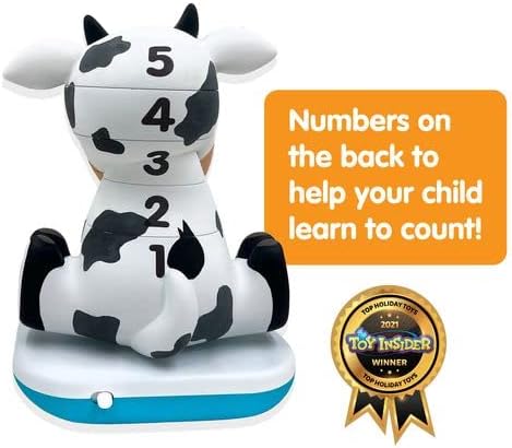Stack-a-Roos Baby Cow by Salus Brands - Animal Stacking Toy, Educational Early Learning Toy for Infants Babies Toddlers, Age 12+ Months - Great Baby Gifts