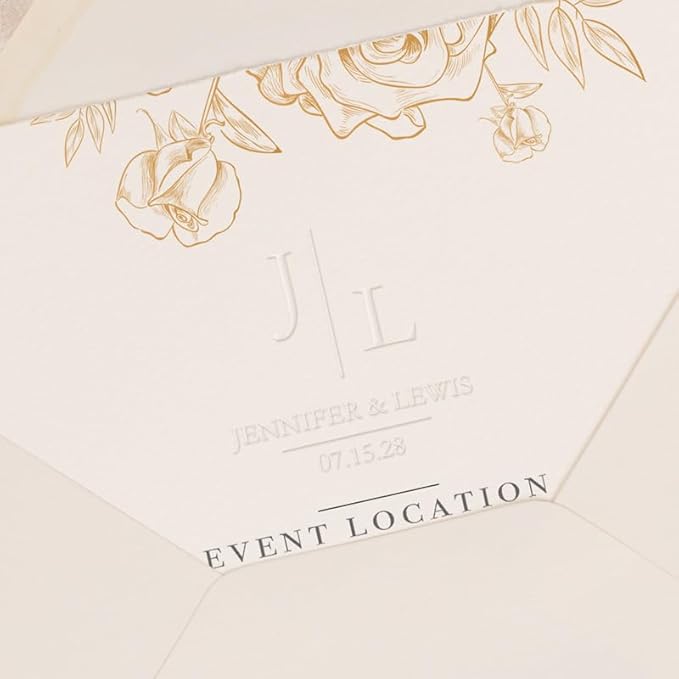 Personalized Wedding Embosser | Custom Made with Initials or Monograms for Couples | Elegant Designs for Stationery, Invitations, Napkins, and More (Design 6)